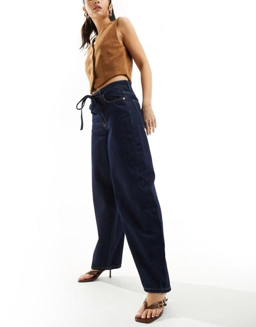 Stradivarius balloon jeans in dark wash