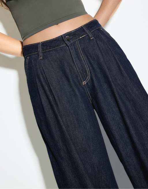 Stradivarius Balloon jeans in rinse blue denim, 2 of 7