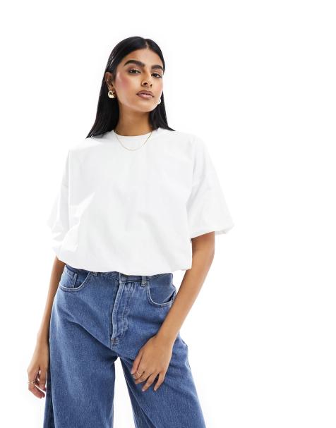 Stradivarius balloon tshirt in white - view 1