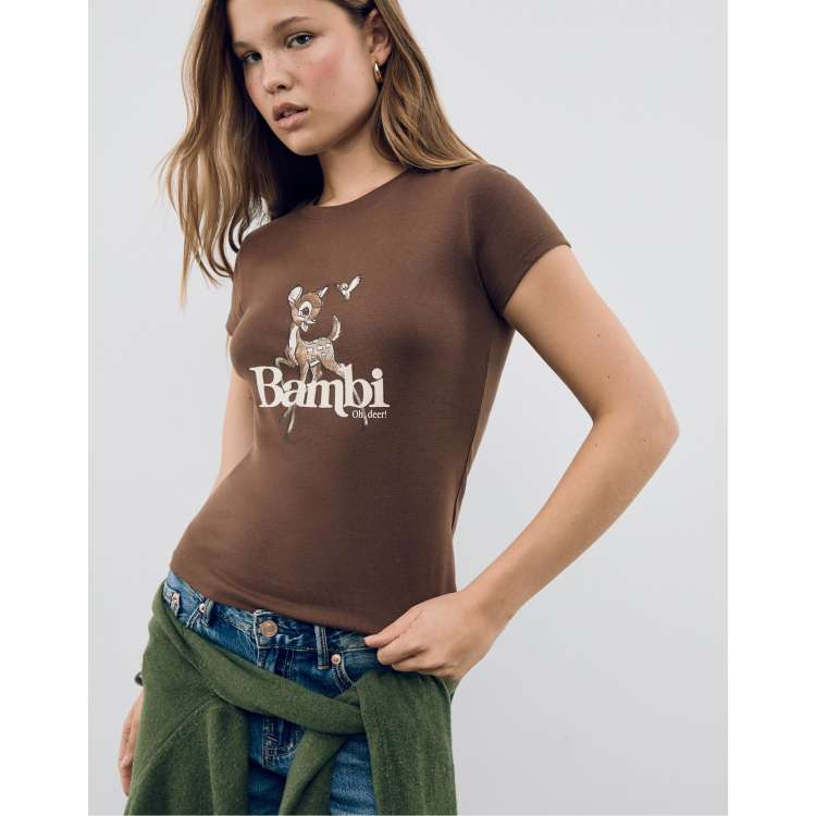 Stradivarius Bambi t-shirt in brown ASOS
