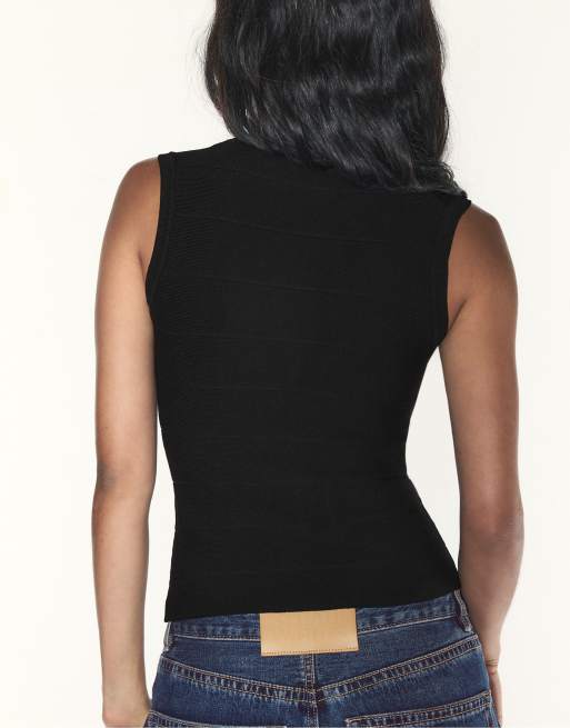Stradivarius bandagetop in zwart, 3 van 7
