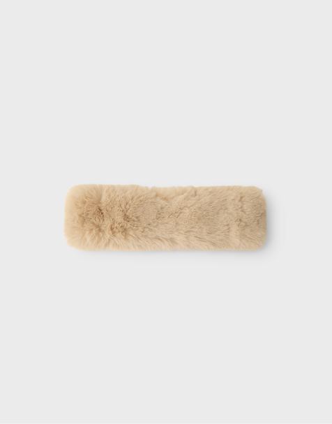 Stradivarius bandeau en fausse fourrure beige - view 1