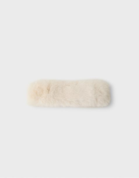 Stradivarius bandeau en fausse fourrure écru - view 1