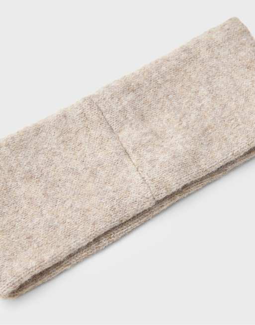 Stradivarius bandeau en maille brodé beige, 4 de 4