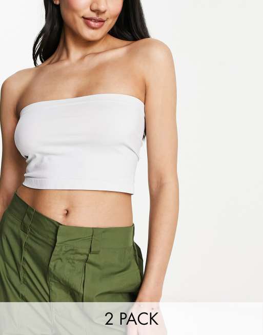 River Island White Bandeau Crop Top, $56, River Island