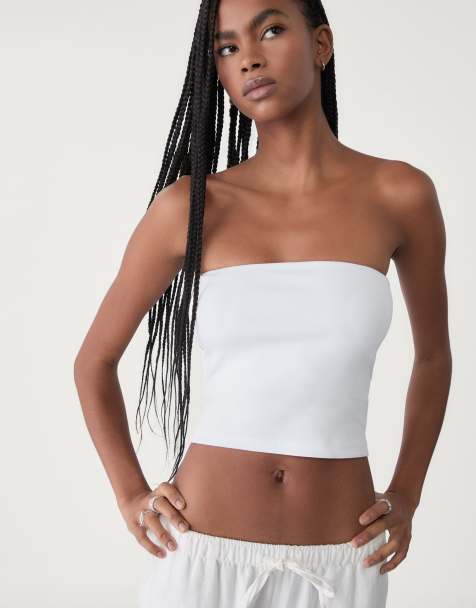 Stradivarius bandeau top in white - view 1