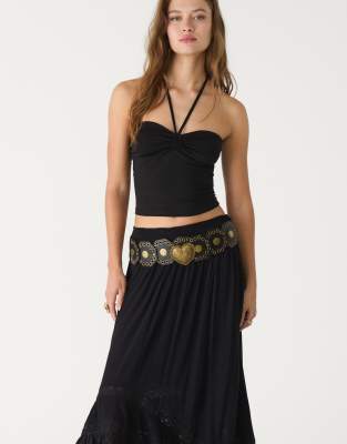Stradivarius bandeau with tie detail in black - view 1