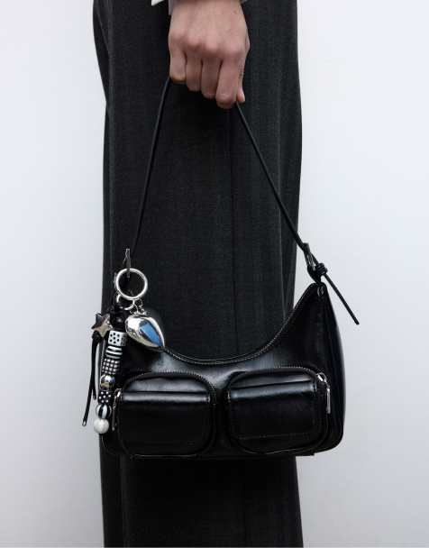 Stradivarius – Bärchen-Schlüsselanhänger mit Perlenverzierung in Braun - view 1