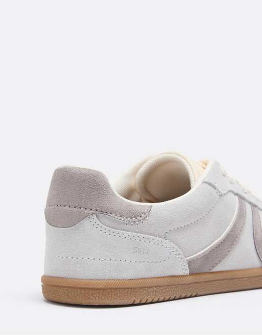 Stradivarius barefoot retro leren sneakers in grijs, 6 van 6