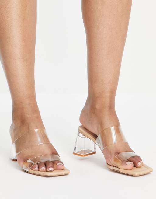 Mid heel cheap perspex sandals