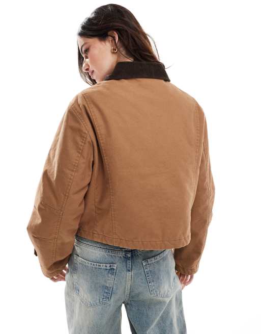 Stradivarius barn jacket in brown