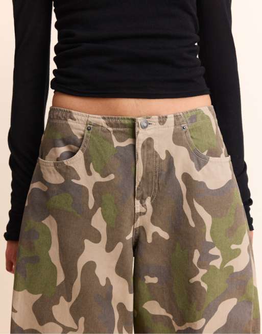 Stradivarius Barrel fit jeans med justerbar talje i khaki, 3 af 7
