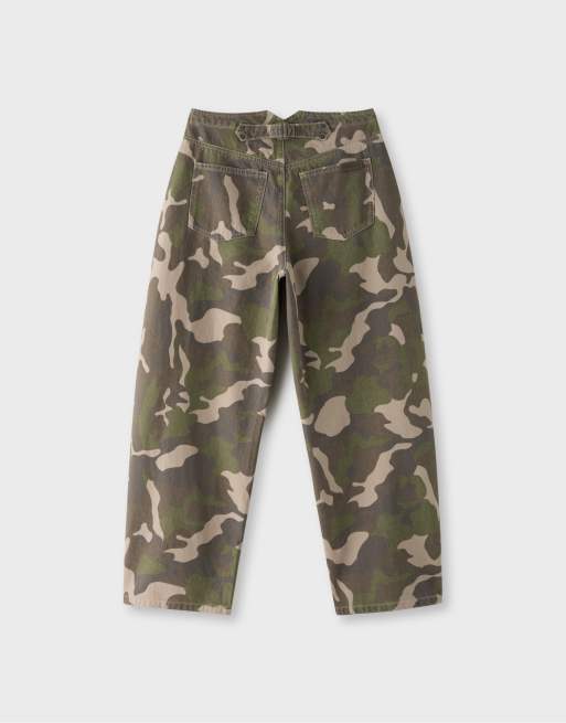 Stradivarius Barrel fit jeans med justerbar talje i khaki, 7 af 7