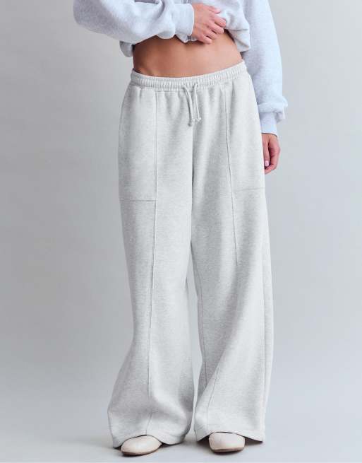 Stradivarius barrel-joggingbukser i gråmeleret plys, 2 af 7