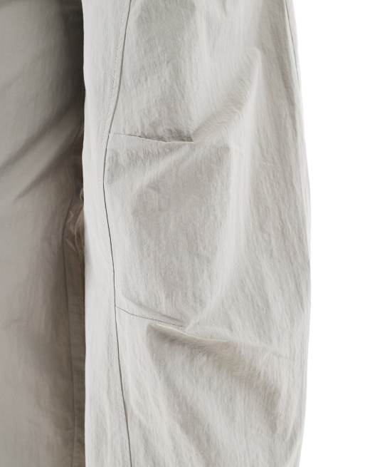 Stradivarius barrel parachute pants in gray