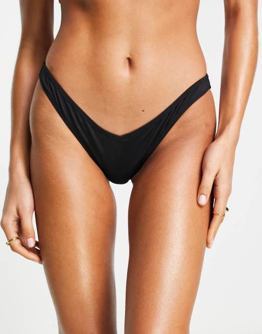 Stradivarius - Bas de bikini coupe string - Noir
