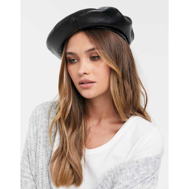 Cappellino Basco In Pelle Con Visiera Pelle Nera Cappello Con