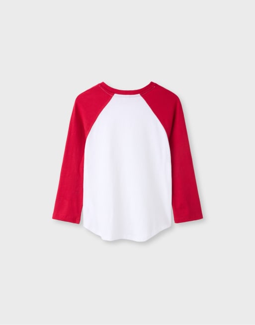 Stradivarius Baseball-T-Shirt mit 3/4-Ärmeln in Rot, 7 von 7