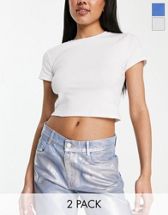 Stradivarius seamless ribbed cami top 2 pack in black & white - ShopStyle