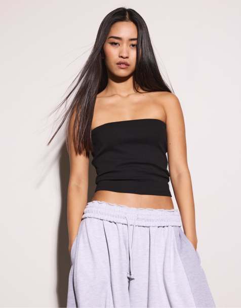 Stradivarius - Basic - Bandeau-top in zwart - view 1