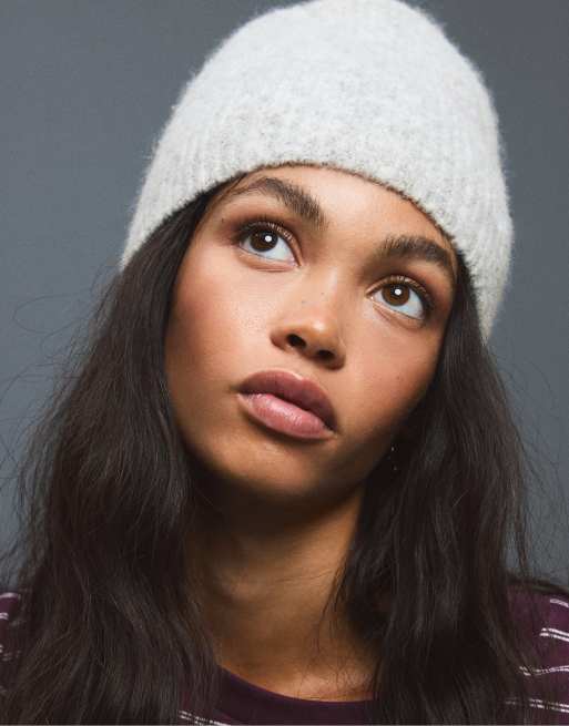 Stradivarius basic beanie zonder omslag in grijs gemêleerd, 3 van 4