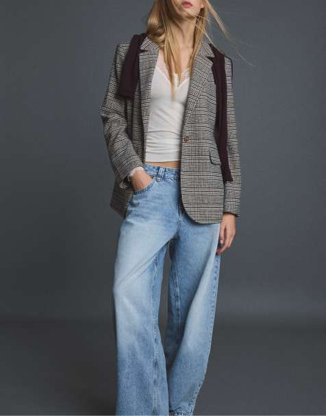 Stradivarius Basic Blazer aus Wollmix in Beige - view 1