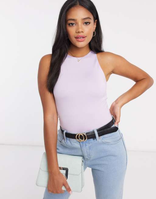 Stradivarius basic bodysuit in lilac