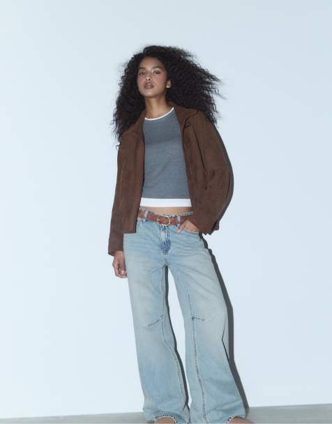 Stradivarius Basic buckled belt in brown - view 1