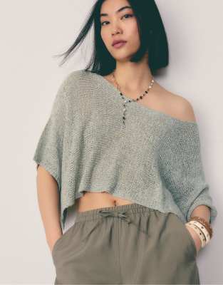 Stradivarius - Basic - Cape-Strickpullover in Khaki-Grün