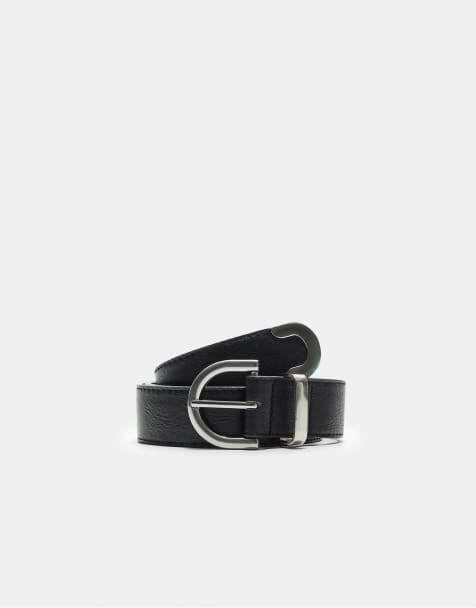 Stradivarius Basic faux leather belt in black - view 1