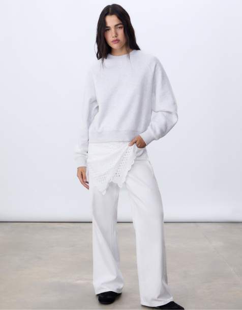 Stradivarius - Basic - Felpa grigio mélange - view 1