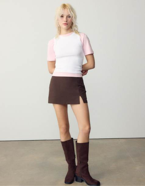 Stradivarius Basic fitted top in white - view 1