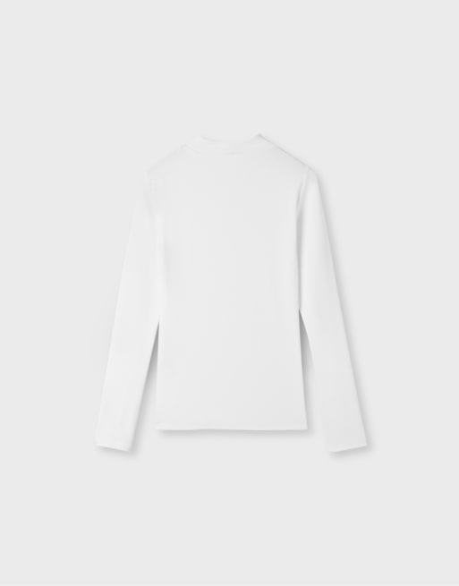 Stradivarius Basic funnel neck t-shirt in ecru, 7 of 7