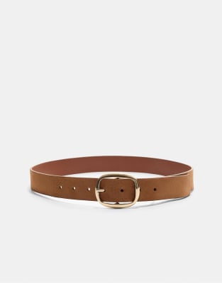 Stradivarius - Basic-Gürtel aus Wildlederimitat in Beige-Neutral