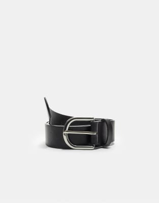 Stradivarius - Basic-Gürtel in Schwarz mit runder Schnalle