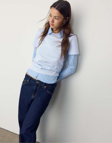 Stradivarius – Basic – Himmelsblå, mjuk t-shirt i regular fit - view 1