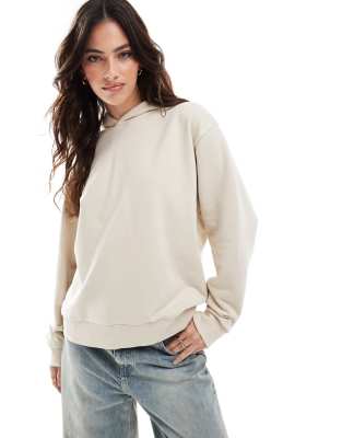 Stradivarius - Basic-Kapuzenpullover in Beige-Neutral