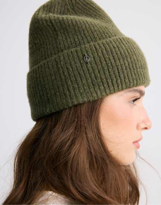 Stradivarius Basic knit hat in khaki, 3 of 4