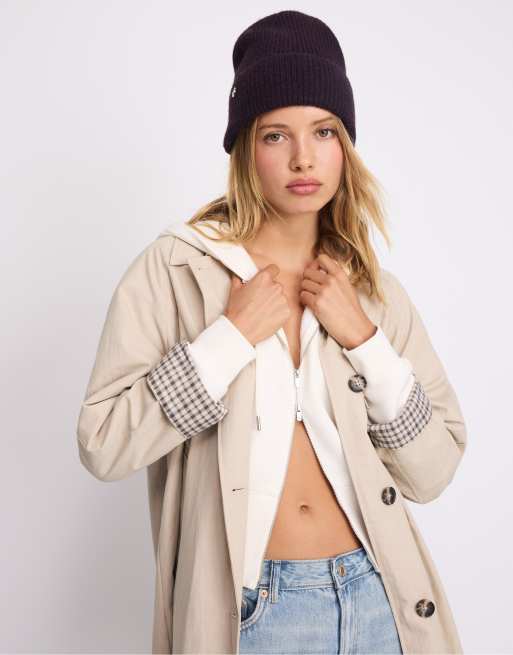 Stradivarius Basic knit hat in purple, 3 of 4