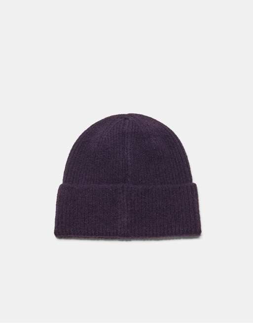 Stradivarius Basic knit hat in purple, 4 of 4