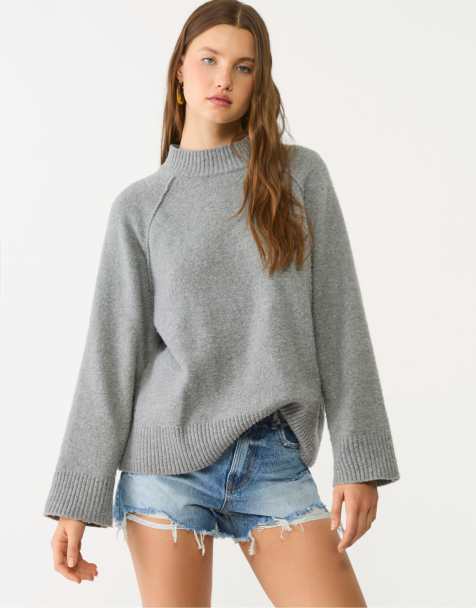 Stradivarius Basic knit jumper in dark grey - view 1