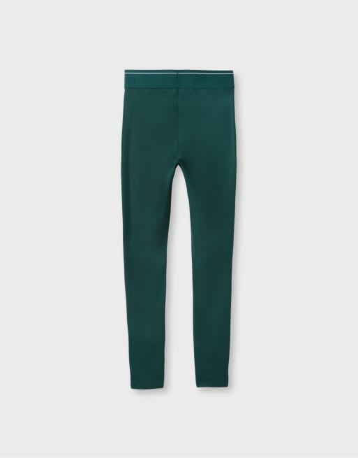 Stradivarius basic leggings i khaki, 6 av 6