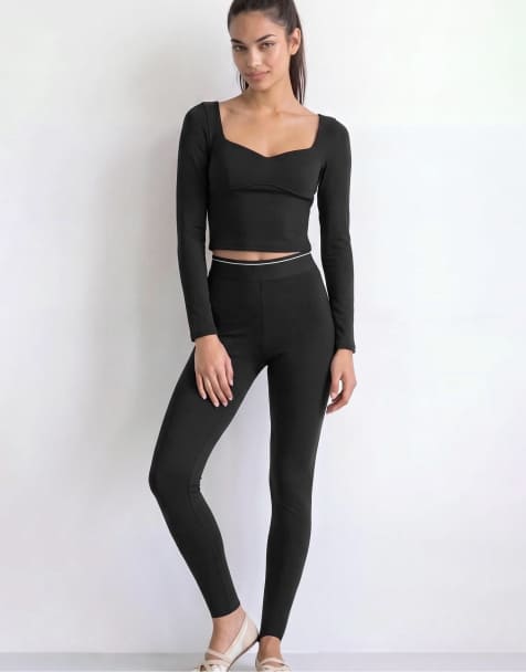 Stradivarius basic leggings in zwart - view 1