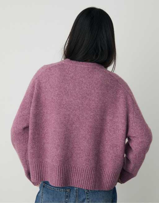 Stradivarius Basic Maglione lavorato morbido malva ASOS