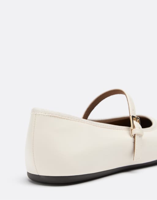 Stradivarius Basic Mary Jane-ballerinaer i ecru, 6 af 6
