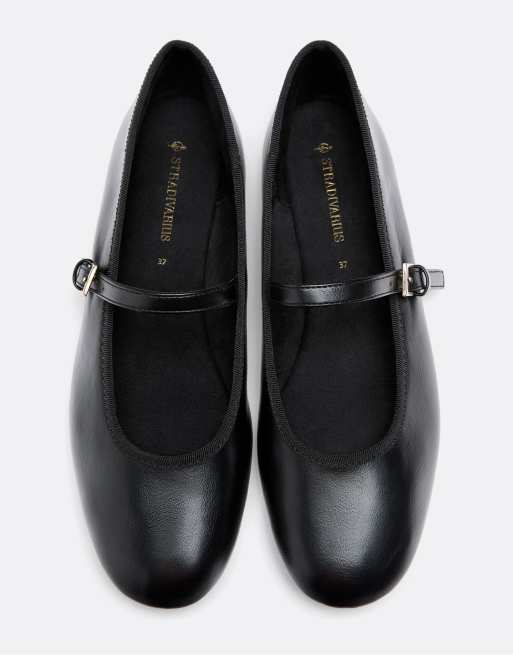 Stradivarius basic Mary Jane-ballerinaer i sort, 3 af 5