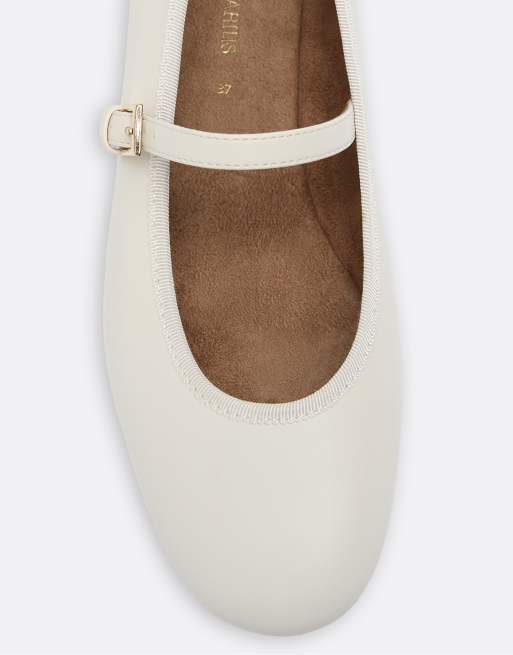 Stradivarius Basic Mary-Jane-Ballerinas in Ecru, 5 von 6