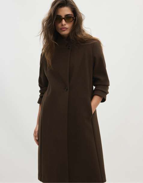 Stradivarius basic mjuk kappa i brun - view 1