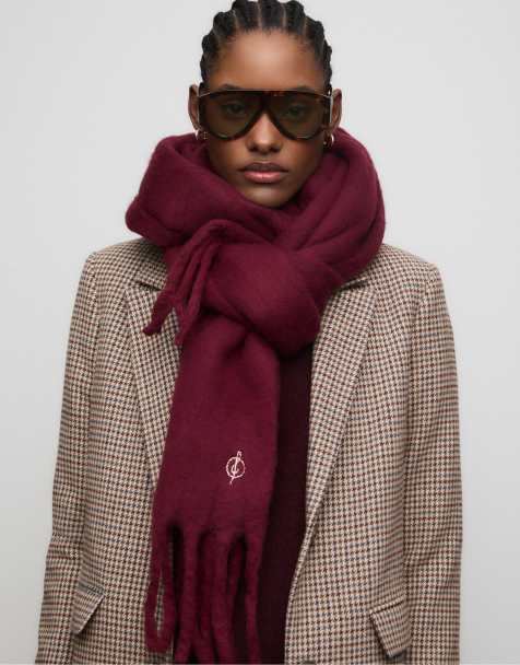 Stradivarius Basic plain scarf in burgundy - view 1