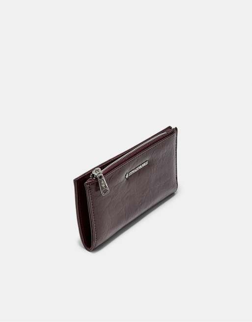 Stradivarius basic portafoglio con zip bordeaux, 4 di 4